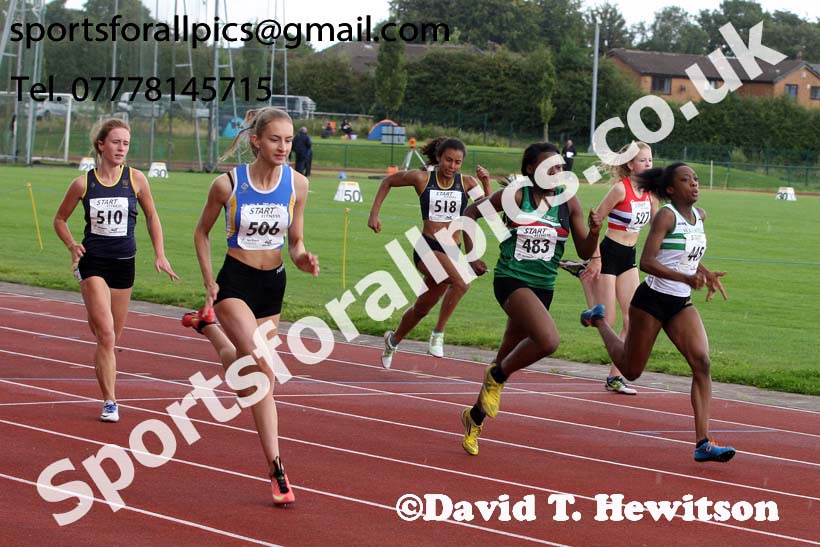 Womens under-17s 100 metres, Northern Under-17s/U-15s and U13s Champs, Leigh Sports Village, Leigh. Photo: David T. Hewitson/Sports for All Pics